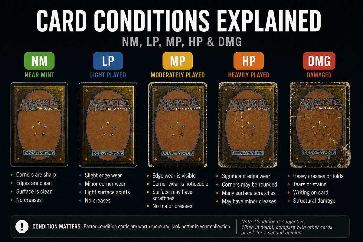 Card Conditions Explained: NM, LP, MP, HP & DMG (2026)