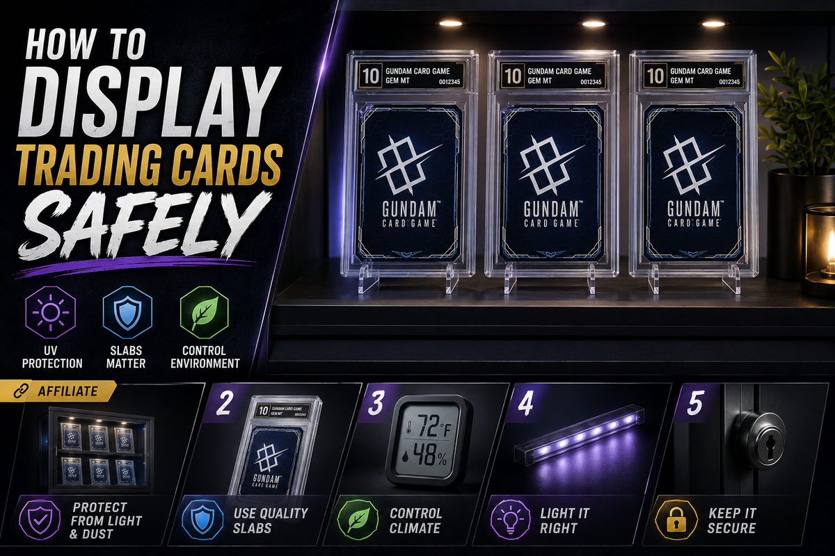 How to Display Trading Cards Safely — UV, Slabs & Setup Guide