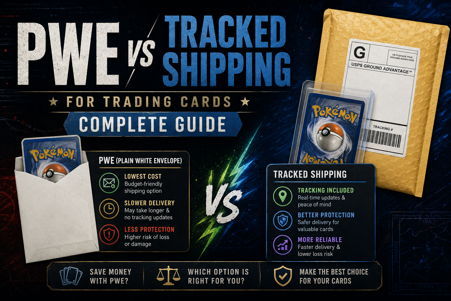PWE vs Tracked Shipping for Trading Cards — Complete Guide