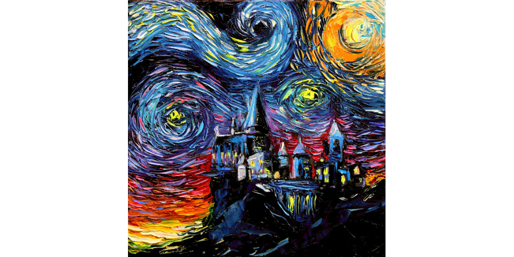 van Gogh Never Saw Hogwarts Castle Potter Wall Art CANVAS Print Starry Night Aja